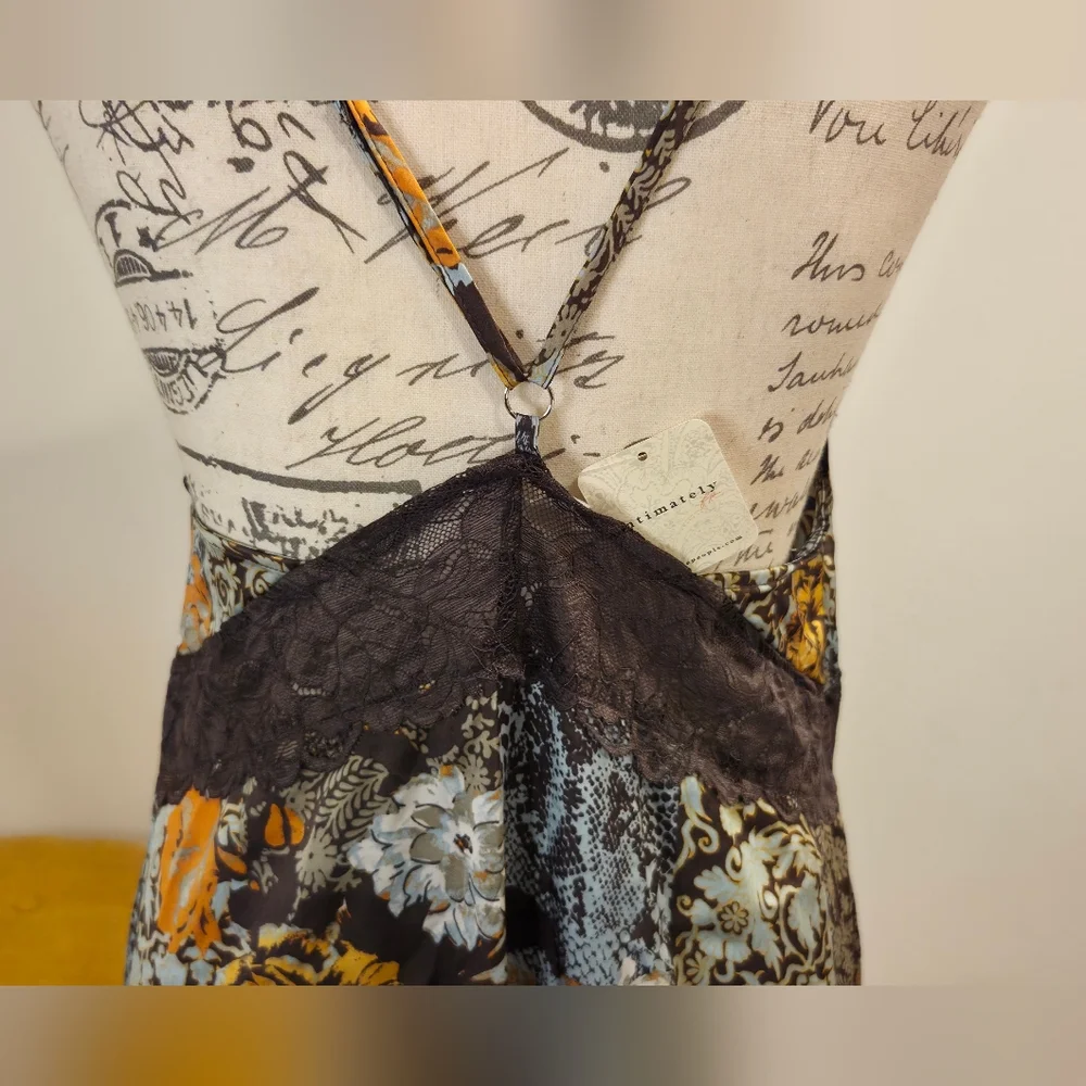 Free People Slip  Brown Dress with Floral Accents, Size M. - Picture 9 of 15